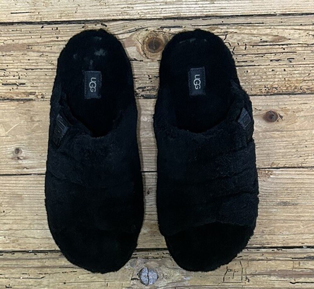 Black Fluff UGGS Slippers Mens Size 11 Women's 9-10